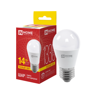 Лампа светодиодная LED-ШАР-VC 14Вт 230В E27 3000K 1330Лм IN HOME