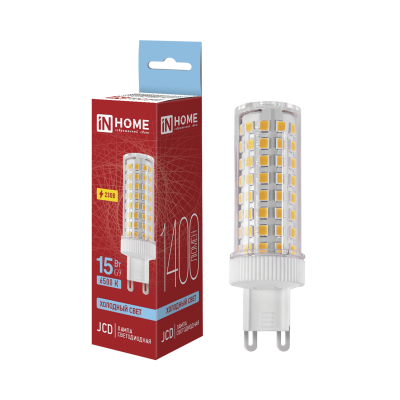 Лампа светодиодная LED-JCD 15Вт 230В G9 6500К 1400Лм IN HOME