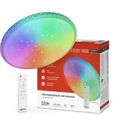 Светильник светодиодный COMFORT MYSTERY-RGB 55Вт 230В 3000-6500K 4400Лм 400x70мм с пультом дистанционного управления IN HOME
