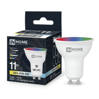 Лампа светодиодная LED-JCDRC-RGBW-SMART 11Вт 230В Wi-Fi GU10 RGB-3000-6500К 990Лм IN HOME Лампа светодиодная LED-JCDRC-RGBW-SMART 11Вт 230В Wi-Fi GU10 RGB-3000-6500К 990Лм IN HOME