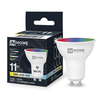 Лампа светодиодная LED-JCDRC-RGBW-SMART 11Вт 230В Wi-Fi GU10 RGB-3000-6500К 990Лм IN HOME