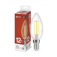 Лампа светодиодная LED-СВЕЧА-deco 12Вт 230В Е14 4000К 1350Лм прозрачная IN HOME