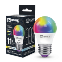 Лампа светодиодная LED-ШАР-RGBW-SMART 11Вт 230В Wi-Fi Е27 RGB-3000-6500К 990Лм IN HOME