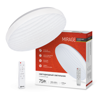Светильник светодиодный COMFORT MIRAGE 75Вт 230В 3000-6500K 6000Лм 500x105мм с пультом ДУ IN HOME