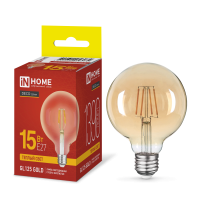 Лампа светодиодная LED-GL125-deco gold 15Вт 230В E27 3000K 1390Лм золотистая IN HOME Лампа светодиодная LED-GL125-deco gold 15Вт 230В E27 3000K 1390Лм золотистая IN HOME