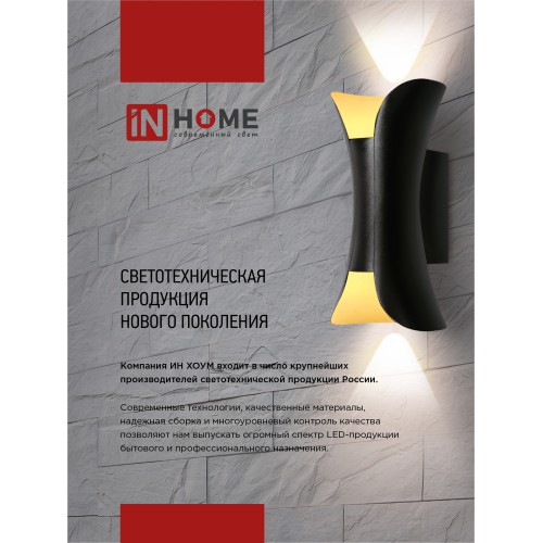 Светильник уличный светодиодный ДБУ TWIN-1030BL 10Вт 3000К IP54 черный IN HOME