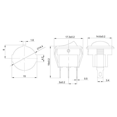 Выключатель клавишный круглый 250V 3А (3с) ON-OFF красныйс подсветкойMicro(RWB-106, SC-214)REXANT Индивидуальная упаковка 1 шт