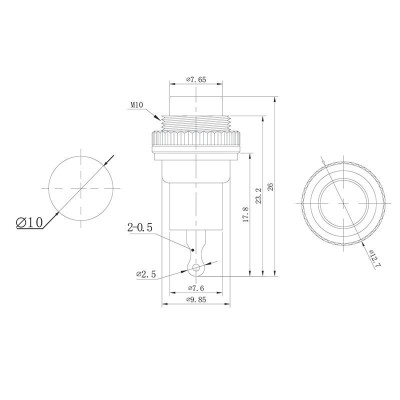 Выключатель-кнопка металл 220V 2А (2с) OFF-(ON) Ø10.2 черная Mini (RWD-213) REXANT