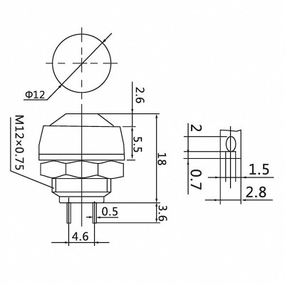 Выключатель-кнопка250V 1А (2с) OFF-(ON)Б/ФиксжелтаяMicro (PBS-33В)REXANT