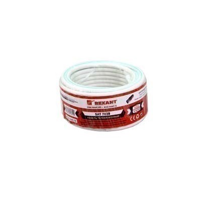 Кабель коаксиальный SAT 703B, 75Ом, Cu/Al/Cu, 75%, 10м, INDOOR, белый REXANT