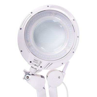 Лупа на струбцине круглая 3D с подсветкой 60 SMD LED, сенсорный регулятор яркости, ø127мм, белая REXANT