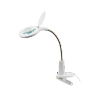 Лупа настольная 3D+12D с подсветкой 40 LED, прищепка, ø100мм, белая REXANT