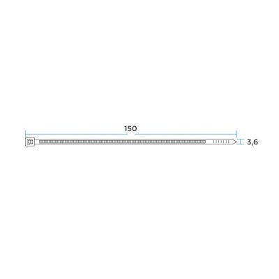 Стяжка кабельная нейлоновая 150x3,6мм, белая (100 шт/уп) REXANT
