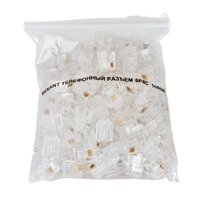 Разъем телефонный UTP, RJ-14 (6P4C), CAT 3 REXANT