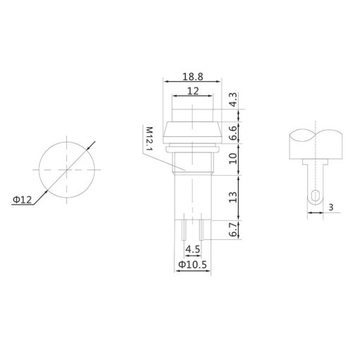 
Выключатель-кнопка 250V 1А (2с) ON-OFF зеленая (PBS-11А)REXANT