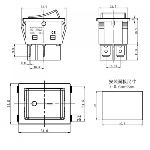 
Выключатель клавишный 250V 25А (4с) ON-OFF красный с подсветкой (RWB-502) REXANT