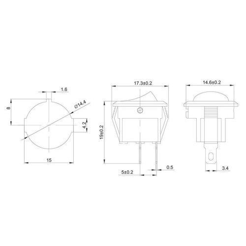 
Выключатель клавишный круглый 250V 3А (2с) ON-OFF красный Micro (RWB-105, SC-214) REXANT