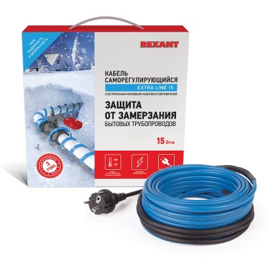 Кабель греющий саморегулирующийся модель SRL 15MSR-PB, на трубу, 2м/30Вт REXANT