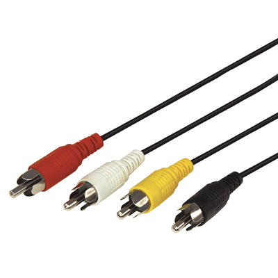 Шнур 4 RCA - 4 RCA, 3м, черный REXANT