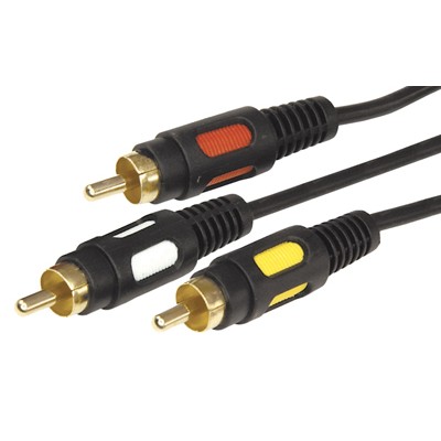 Шнур 3 RCA - 3 RCA, 3м, черный, Gold REXANT