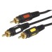 Шнур 3 RCA - 3 RCA, 3м, черный, Gold REXANT