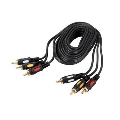Шнур 3 RCA - 3 RCA, 3м, черный, Gold REXANT