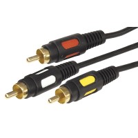 Шнур 3 RCA - 3 RCA, 5м, черный, Gold REXANT
