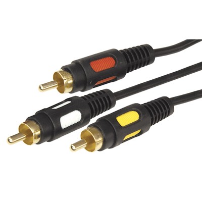 Шнур 3 RCA - 3 RCA, 5м, черный, Gold REXANT