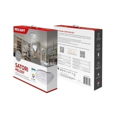 Светильник настенно-потолочный Satori Melody 2700-6500 K RGB Bluetooth Sound с пультом и APP LED REXANT