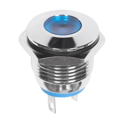 Индикатор металл Ø16 12В подсв/синяя LED (GQ16F-D)REXANT