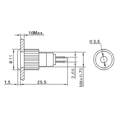 Индикатор металл Ø8 12В белый LED (GQ8F-D)REXANT