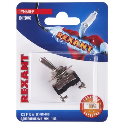 Тумблер 220V 10А (2c) ON-OFF однополюсныйMini(ASW-23)REXANT (в упак. 1шт.)