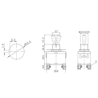 Тумблер 250V 15А (4c) ON-OFF двухполюсный(KN-201)REXANT (в упак. 1шт.)