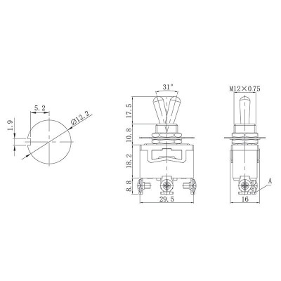 Тумблер 250V 15А (3c) ON-OFF-ON однополюсный(KN-103)REXANT Индивидуальная упаковка 1 шт
