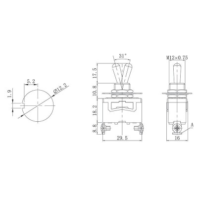 Тумблер 250V 15А (2c) ON-OFF однополюсный(KN-101)REXANT Индивидуальная упаковка 1 шт