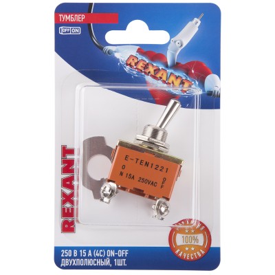 Тумблер 250V 15А (4c) ON-OFF двухполюсный(KN-201)REXANT (в упак. 1шт.)