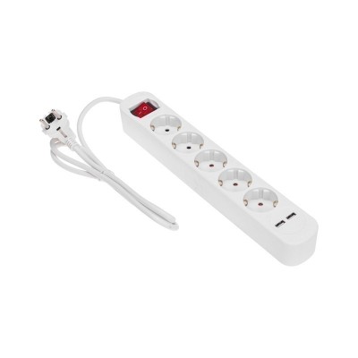 Удлинитель STANDARD 5 гнезд, 1,5м, 3х1,0мм², с/з, с выключателем, 2 USB, белый REXANT