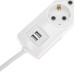 Удлинитель PREMIUM 3 гнезда, 3м, 3х1,5мм², с/з, 2 USB, белый REXANT