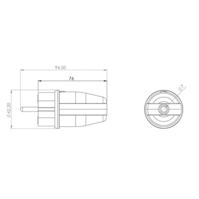 Вилка влагозащищенная прямая, c/з, 16А, IP44, каучук, желтая REXANT