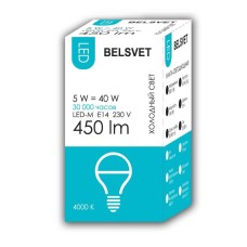 Лампа Белсвет LED-M G45 5 W 4000 K E14 К