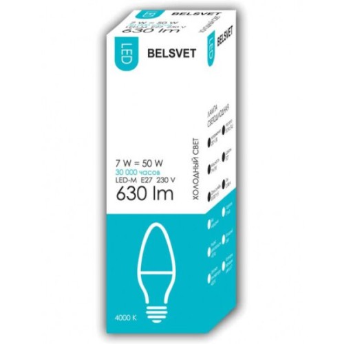 Лампа Белсвет LED-M С37 7W 4000K E27 К