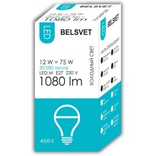 Лампа Белсвет LED-M A60 12W 4000K E27 К