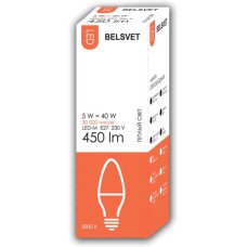 Лампа Белсвет LED-M С37 5W 3000K E27 К