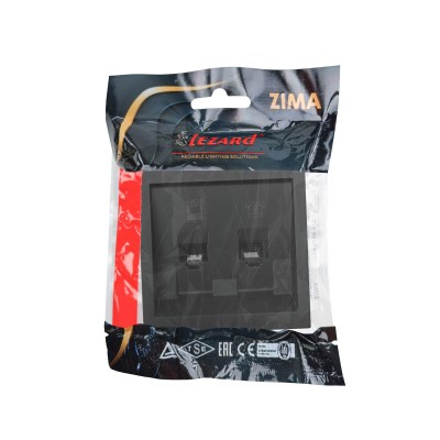 ZIMA Розетка компьютер+телефон черный бархат с модулем Cat 6