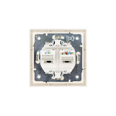 ZIMA Розетка компьютер+телефон слоновая кость с модулем Cat 6