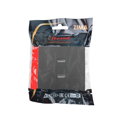 ZIMA Розетка с 2-ая USB разъем черный бархат
