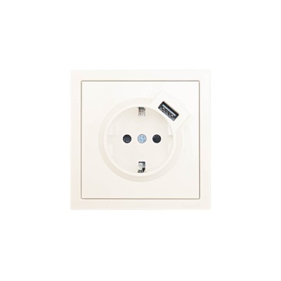 ZIMA Розетка с/з + USB разъем слоновая кость