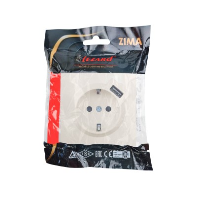 ZIMA Розетка с/з + USB разъем слоновая кость