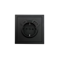 ZIMA Розетка с/з TC + USB разъем черный бархат