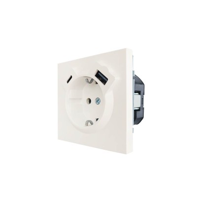 ZIMA Розетка с/з TC + USB разъем слоновая кость